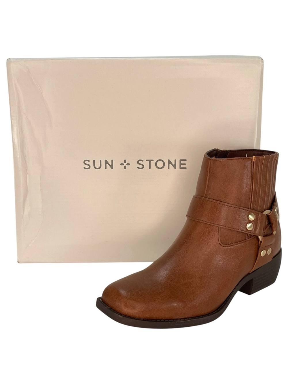Sun + Stone Westinn Brown faux Leather Womens Ankle Boots Size 6M - Picture 11 of 11